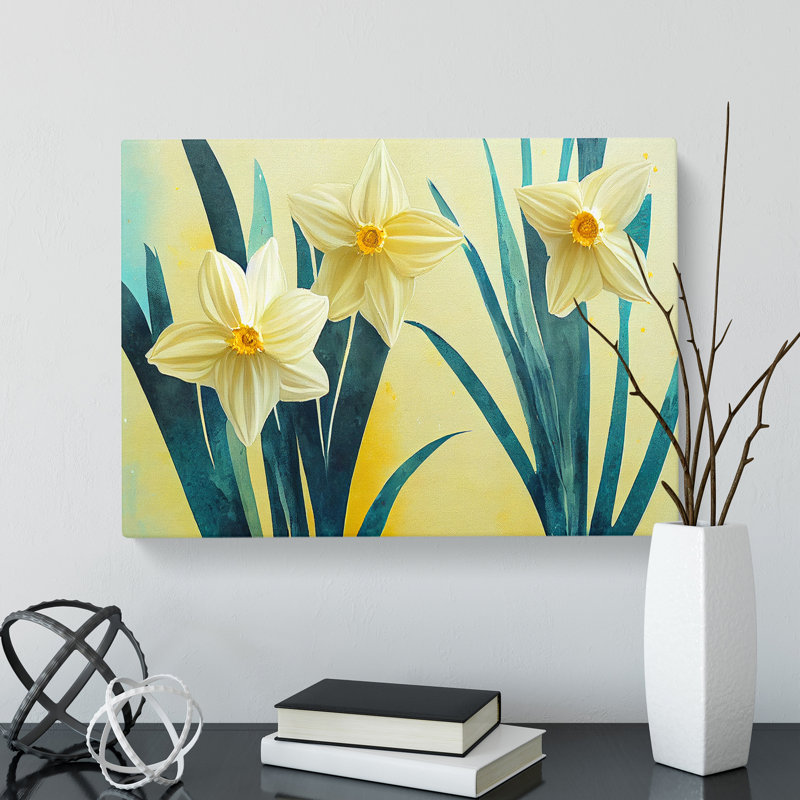 Creative Daffodil Flowers - Wrapped Canvas, 40cm H x 60cm W x 3cm D