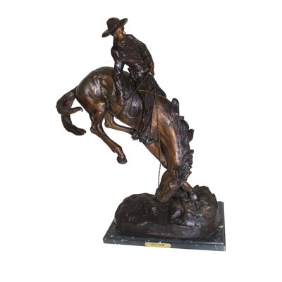 Statue en bronze Outlaw Remington, Chicago Cowboy on Bucking Horse Rare, L 19 po x l 10 po x H 26 po