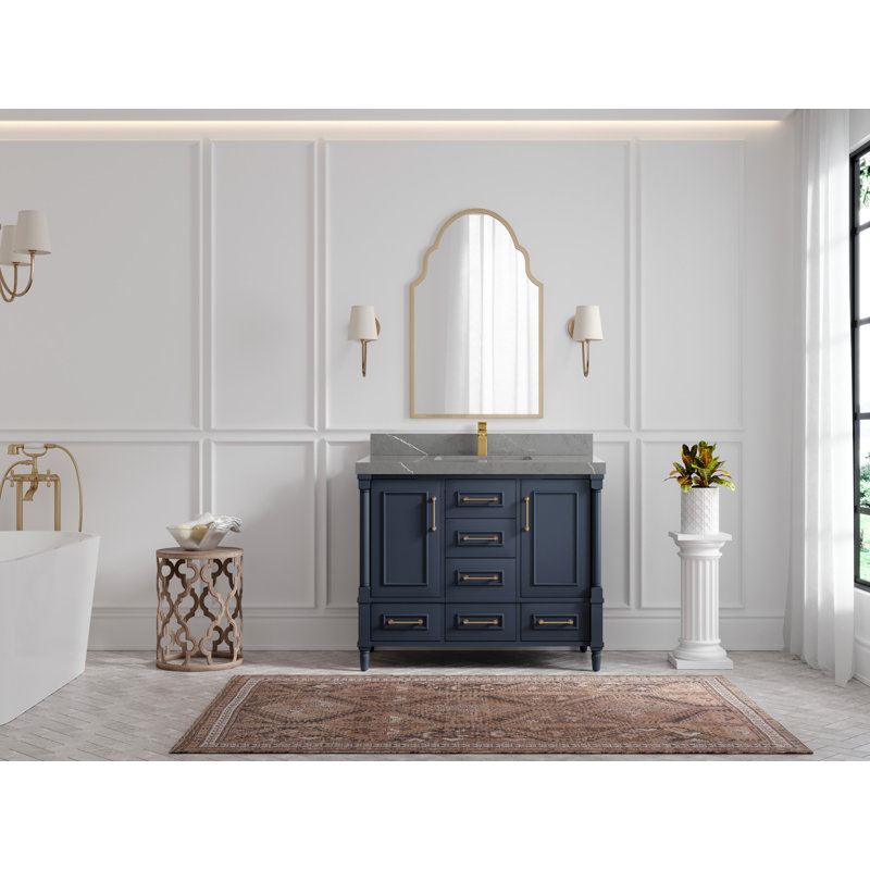 Aberdeen 42'' Single Bathroom Vanity with Top, Piatra Gray