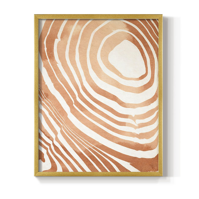 Reproduction encadrée de grain de bois Suminagashi IV - bois massif, Or, H 28 po x l 22 po