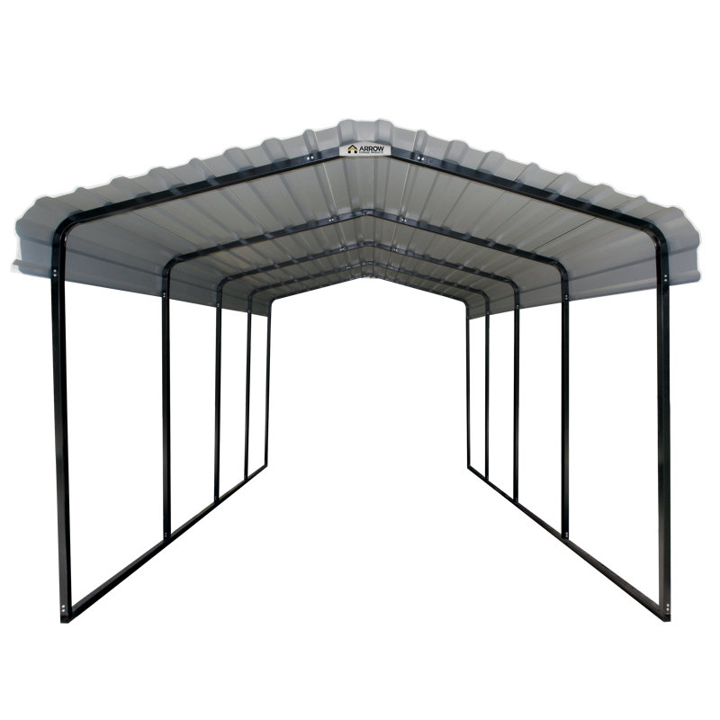 Galvanized Steel Carport, 12X20X9, Eggshell