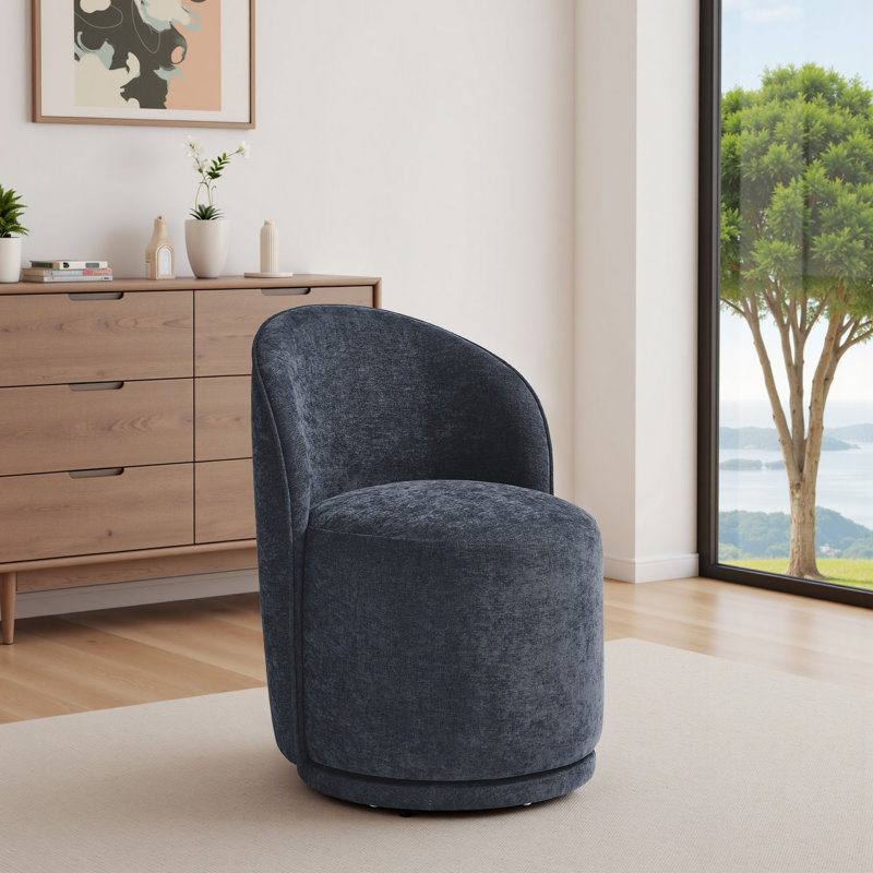 Chaise pivotante intégrée en tissu, Lin de coton bleu marine