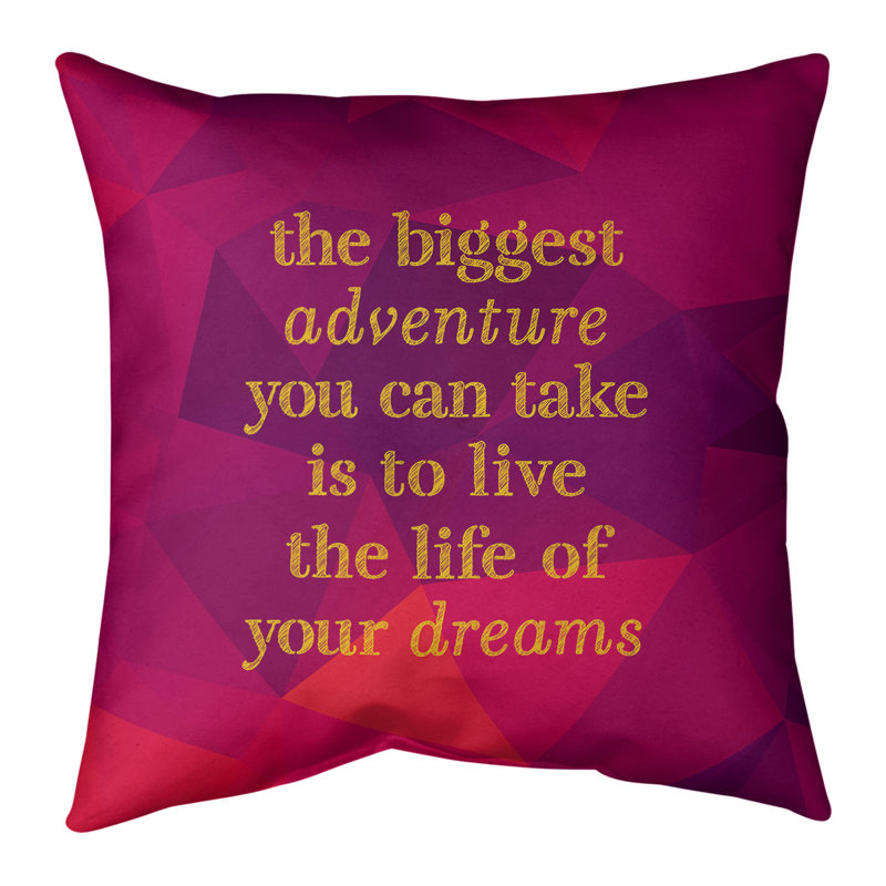 Housse de coussin en lin pour le plus grand témoignage adventure, 14 po x 14 po, Rubellite / or