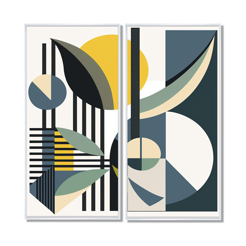 Art graphique rétro Mid-Century I - art mural moderne, 20" H x 24" W, Impression encadrée flottante, White