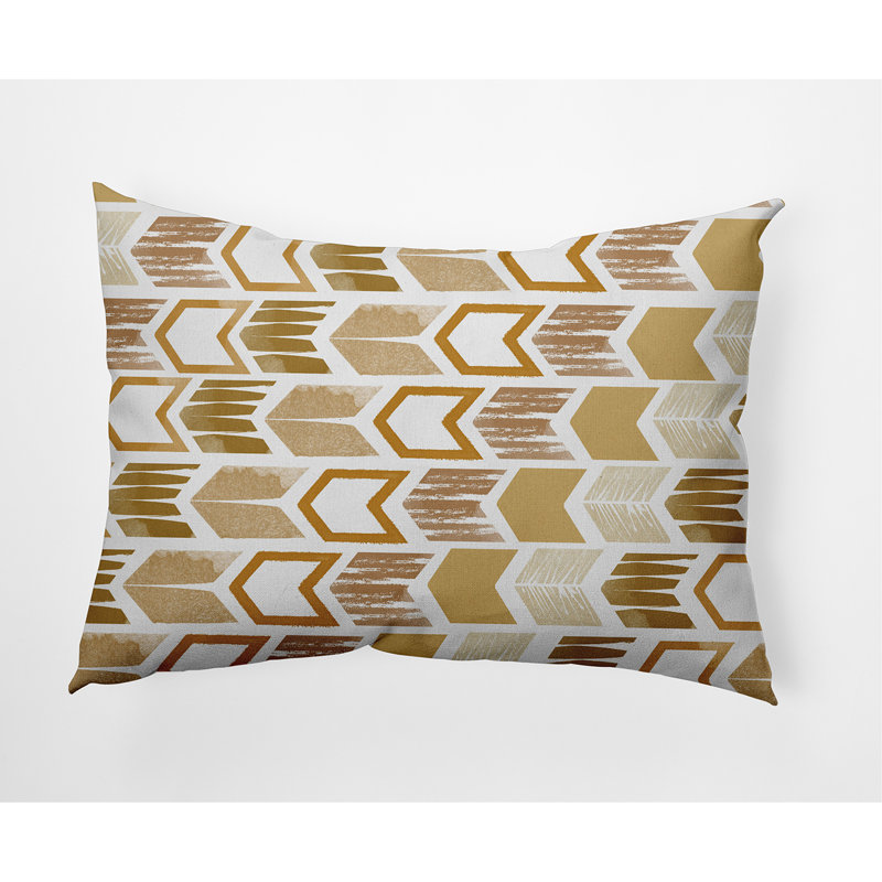 Geometric Outdoor Reversible Throw Pillow, Yellow