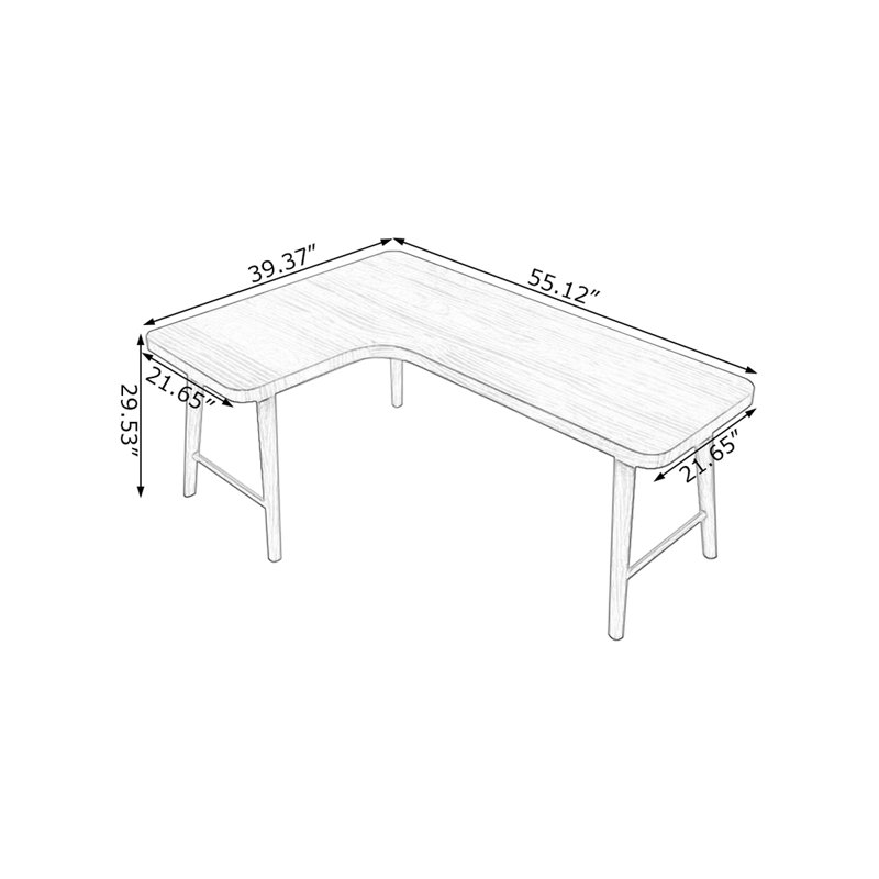 Bureau d'angle moderne en forme de L, H 29,53 po x l 55,12 po x P 39,37 po, Gauche