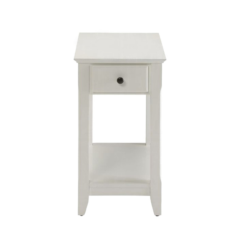 Plateau rectangulaire en bois avec un tiroir, blanc, Blanc