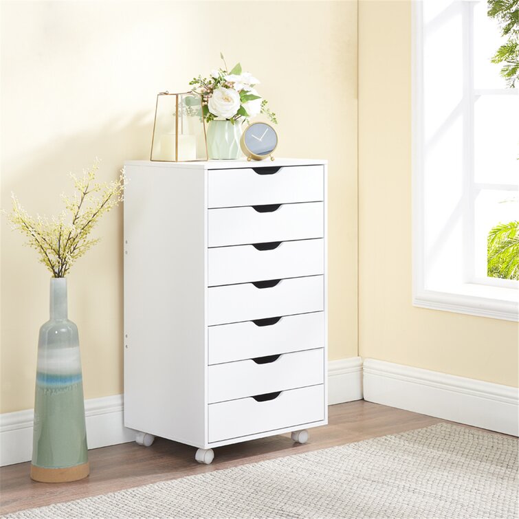 Garysburg 6 Drawer Storage File Cabinet on Wheels, Filing Organizer with Drawer Storage for Home and Office Latitude Run Color: White