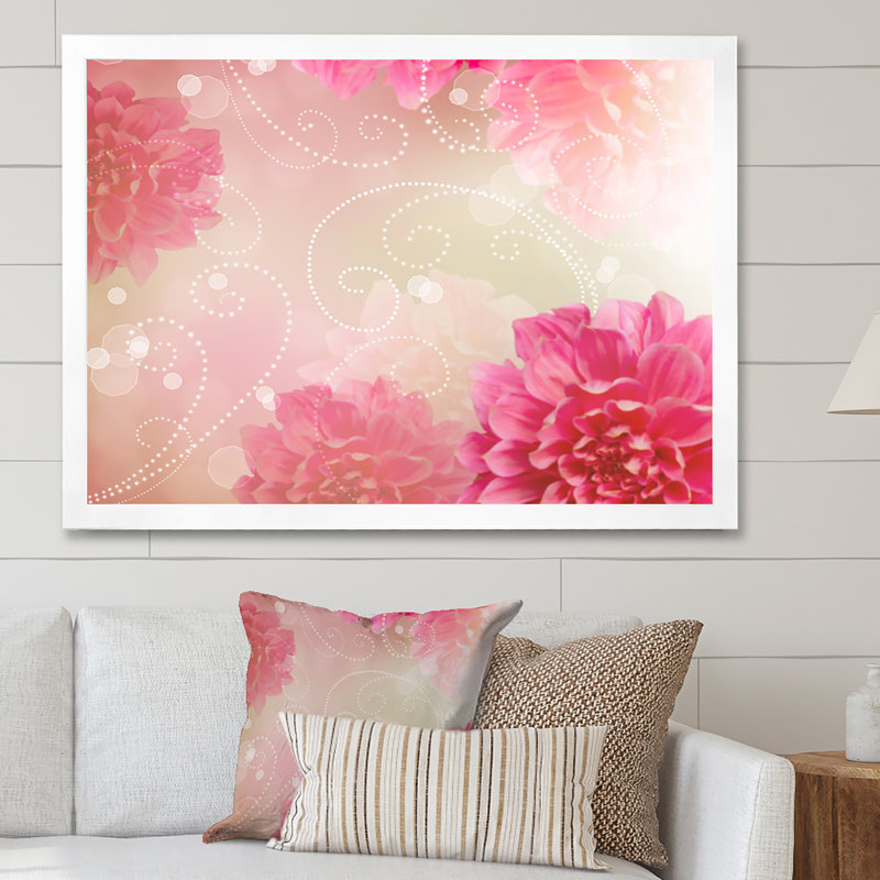 Fleurs roses abstraites, reproduction d'art moderne sur toile, H 30 po x l 40 po x P 1,5 po, Cadre photo argenté