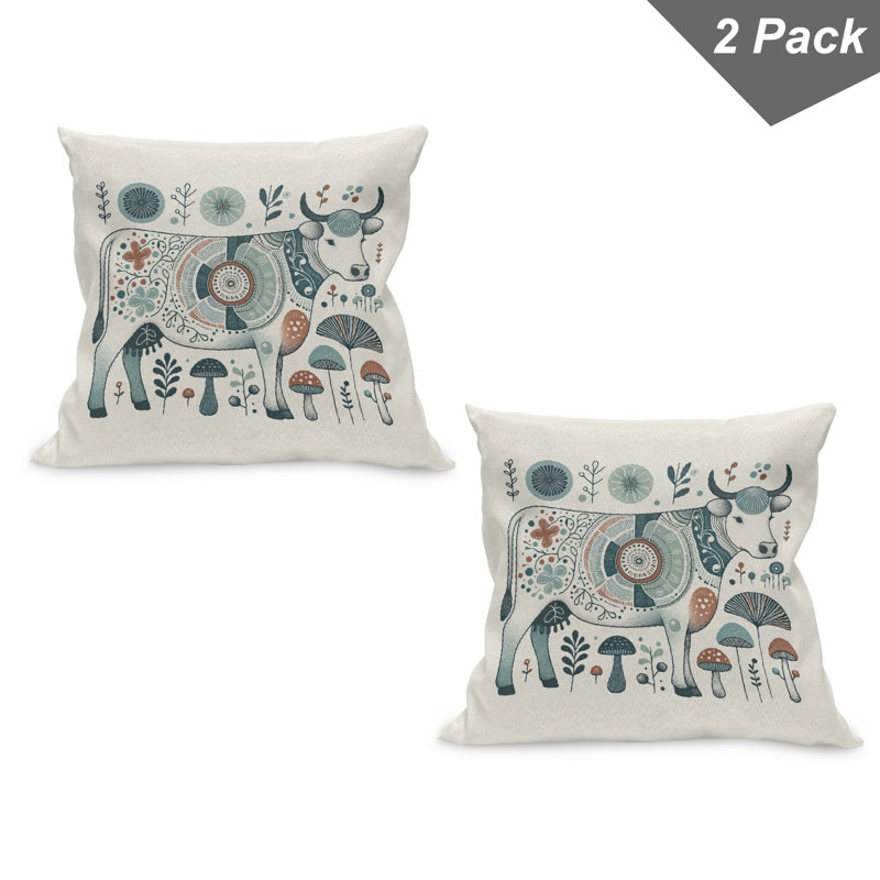 Coussin décoratif réversible en tissu, Carré, H 18 po x l 18 po