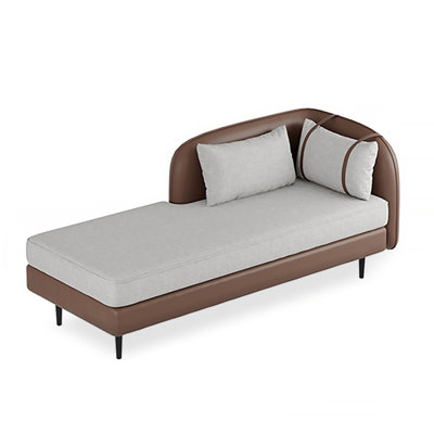 Minimalist Modern Solid Wood Linen Leather Bedroom  Living Room Chaise Lounge