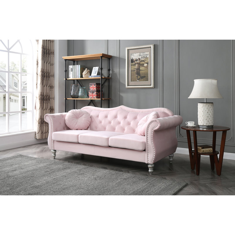Clouser 82'' Velvet Sofa, Pink