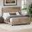 Headboard Corduroy Upholstered Bed Frame with Vertical Stripe Wingback and High Footboard No Box Spring Needed-110126996-110127002