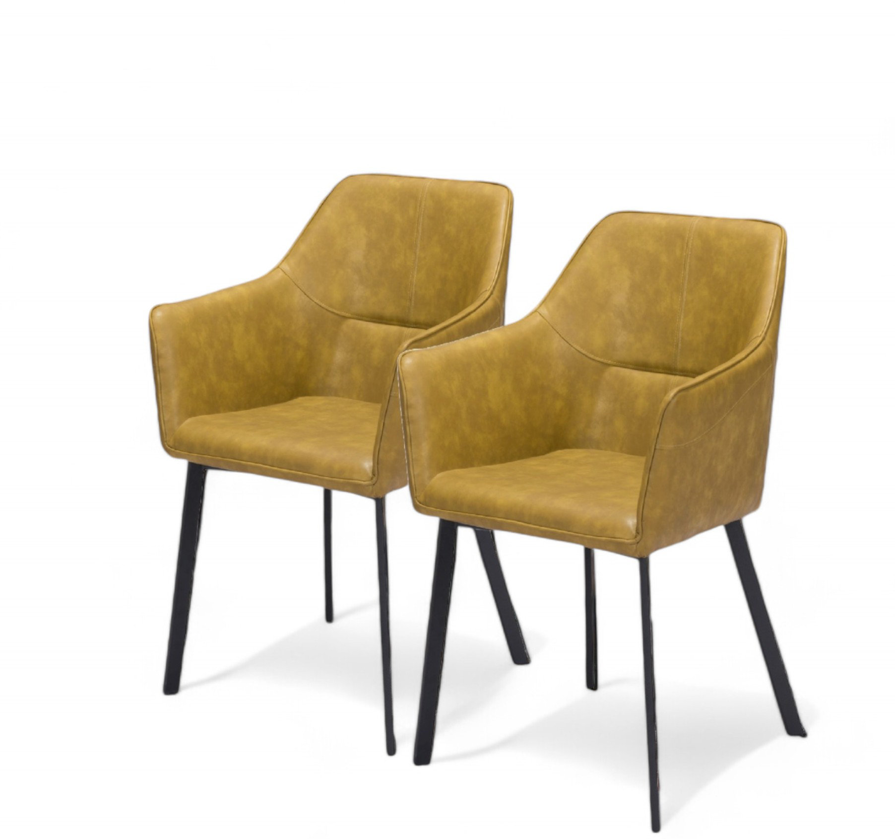 HomeRoots Set of Two Yellow And Black Upholstered Faux Leather Dining ...