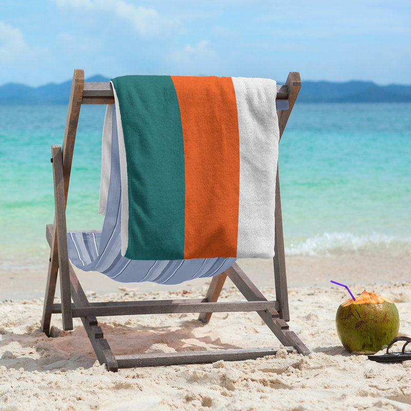 Beach Towel, Orange/Drak Blue/Off White