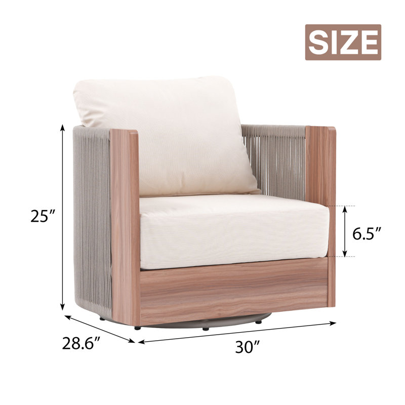 Outdoor Patio Swivel Chair With Cushions