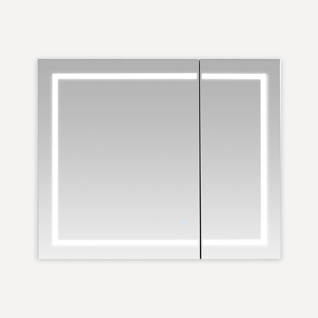 Aberdash 36W x 30H x 5D, LED Medicine Cabinet with Defogger, Dimmer, Adjustable LED 3X Magnifying Mirror, Electrical Outlets Orren Ellis