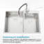 Évier moderne en acier inoxydable 33 po x 19 po - Double cuve, sur-comptoir, surélevé avec finition brillante durable
