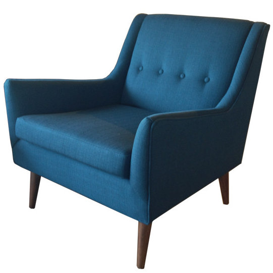 Angela 28" W Tufted Polyester Armchair, Azure