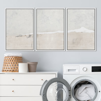 «Industrial Grunge Abstract Landscape Modern Neutral Wall Art», reproduction d'art encadrée sur toile 3 pièces