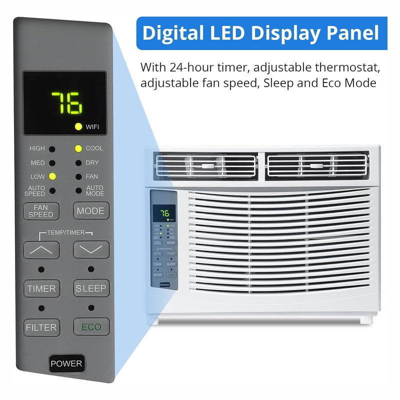 Ensemble de 2 climatiseurs de fenêtre de 6 000 BTU pour les pièces de 250 pieds carrés, unité CA compacte écoénergétique avec télécommande et installation facile