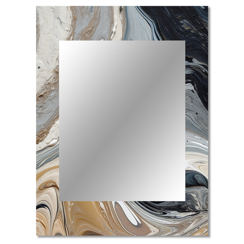 Grey Black Aqua Symphony - Abstract Mirror, Gray Decorative Wall Mirror, Printed Metal Art, 40" x 30"