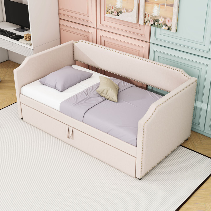 Lit de jour rembourré avec couchette, Beige