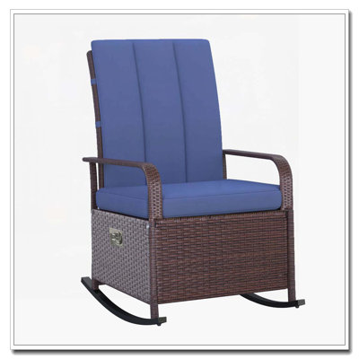 Chaise berçante d'extérieur en osier et rotin