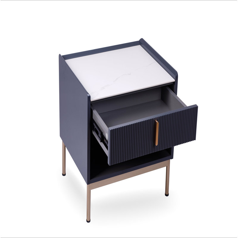 Table de bout ou table de chevet moderne blanc / gris