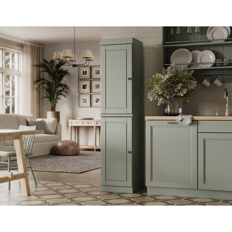 Grande armoire de cuisine étroite 100% en bois massif avec portes Jaylena, tablettes réglables, armoire de rangement modulaire, l 16,5 po x H 71,5 po