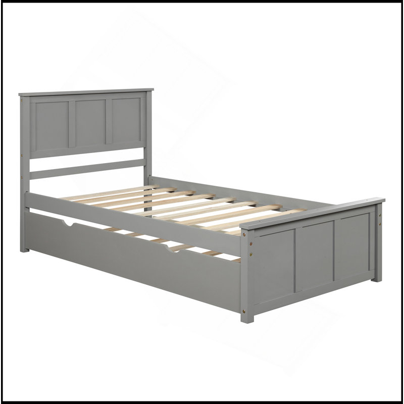 Lit plateforme avec lit gigogne simple, cadre simple, gris