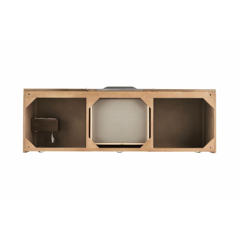 Mercer Island 60'' W Double Vanity, Radiant Gold, Glossy White, Latte Oak