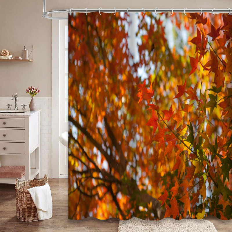 Rideau de douche Golden Orange Autumn, L 72 po x l 78 po