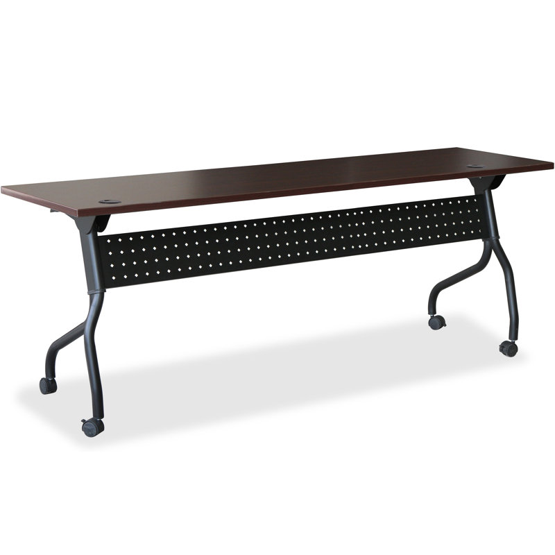 Mahogany Flip Top Training Table with Black Metal Base