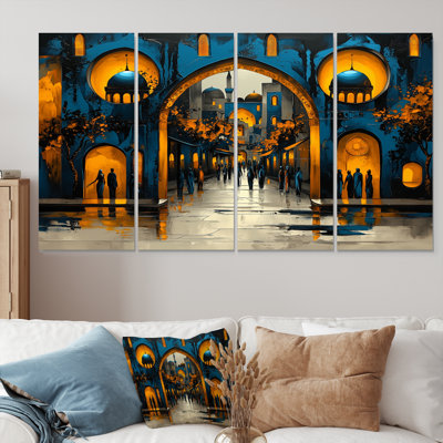 Bleu et jaune, Grand Bazar I, ensemble d'art mural sur toile
