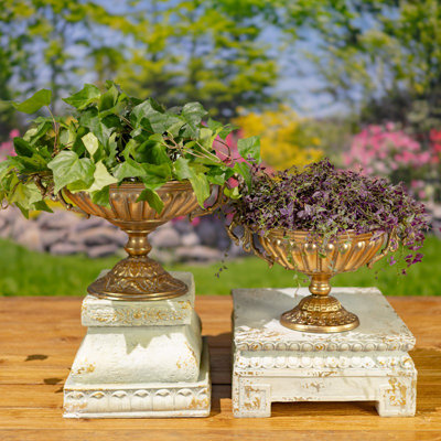 Aeneas Frosted Gold Metal Urns (Set of 2)