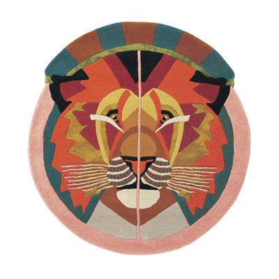 Hand Tufted Geometric Area Rug in Orange/Teal/Pink/Gold