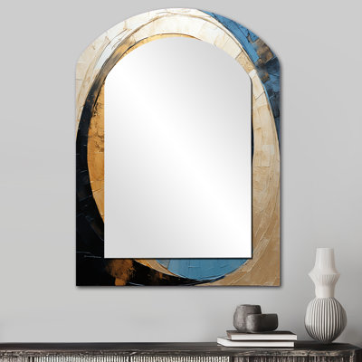 Miroir mural arqué sur métal doré