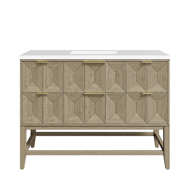 Emmeline 48'' W Single Vanity, White Zeus, 8" Widespread