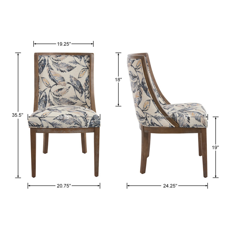 Vintage Style Upholstered Solid Wood Legs Linen Dining Chair With Backrest, With Solid Wood Frame, For Dining Room/Living Room