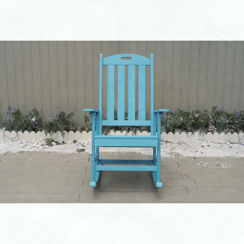 Chaise berçante d'extérieur avec dossier à lattes bleu marine, Marine