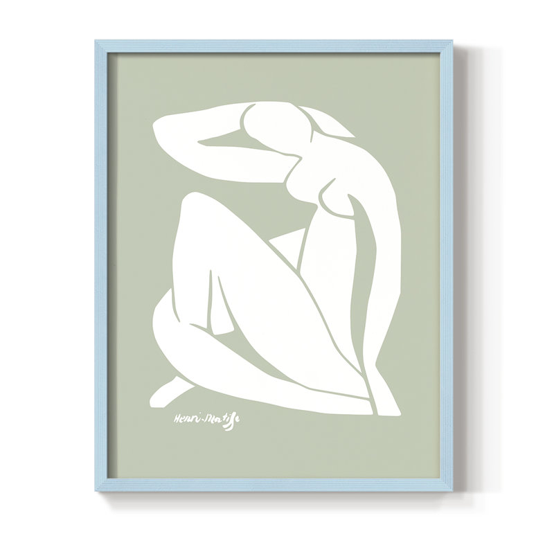 Matisse CDXCII, reproduction encadrée - bois massif, Cadre simple bleu, H 10 po x l 8 po