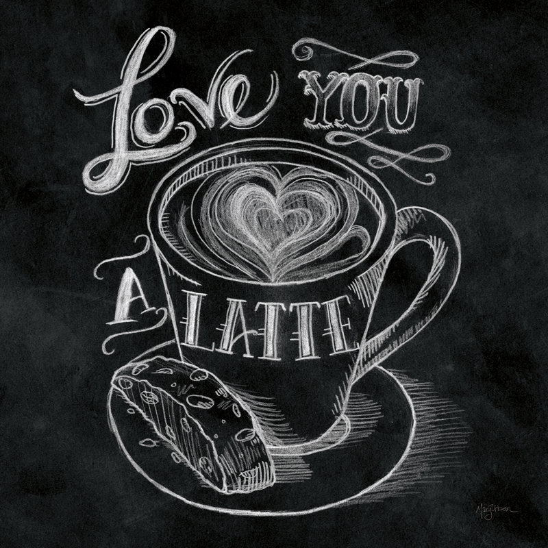 «Love You a Latte» - impression d'un seul cadre photo, Toile encadrée noire, Non, H 12 po x l 12 po x P 1,25 po