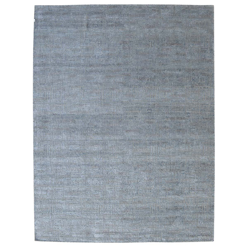 Tapis bleu foncé noué à la main, Rectangle 6 pi x 9 pi