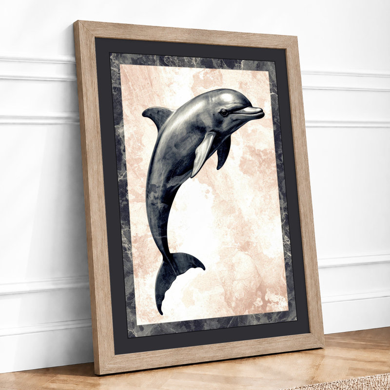 Leaping Dolphin Coastal - Framed Print, A1 - 84.1 x 59.4 cm, Oak