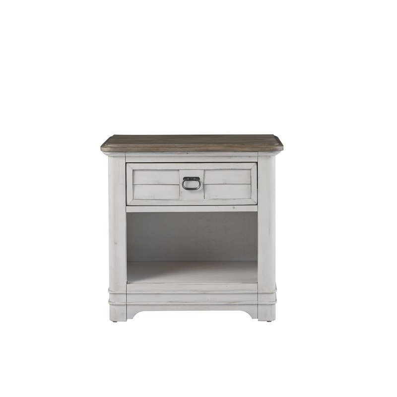 Aidaly 30'' W Nightstand, White-washed/Brown