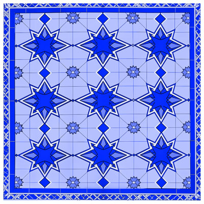 Tapisserie murale bleue à motif géométrique étoile - Décoration murale géométrique