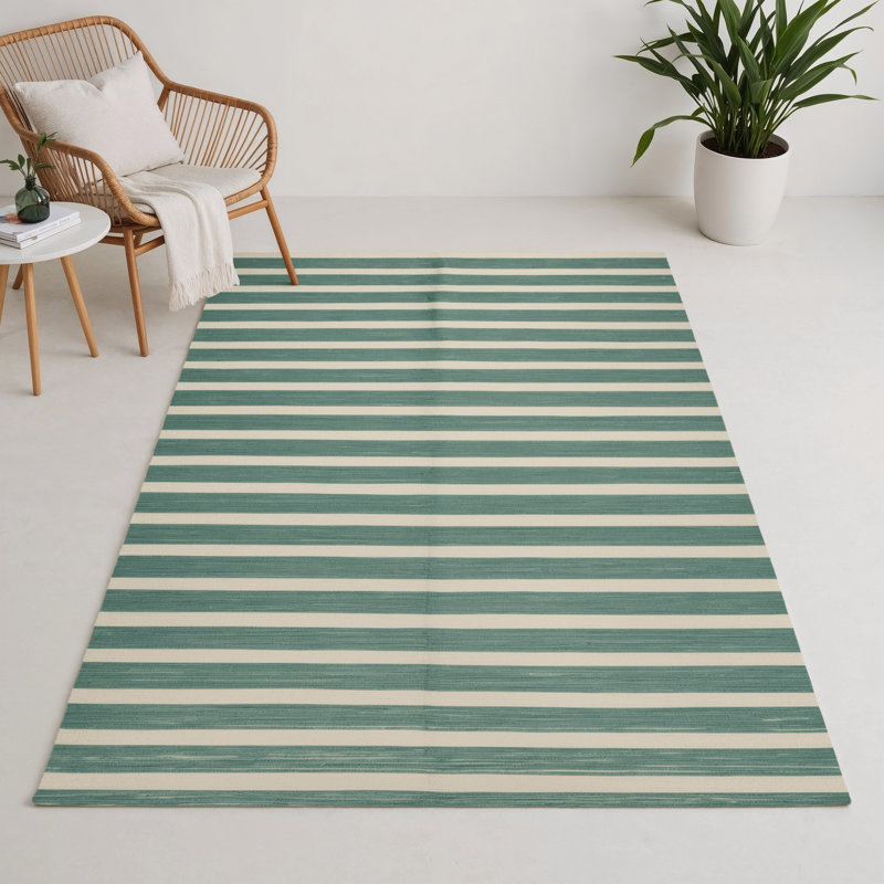 Tapis intérieur / extérieur gris HorizontalStripes, Rectangle 9 pi x 12 pi