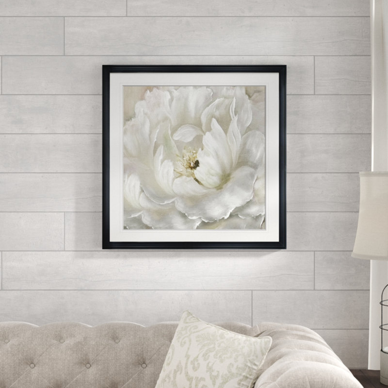 Tableau « Pivoine parfaite », H 16 po x l 16 po x P 1,5 po, Cadre noir