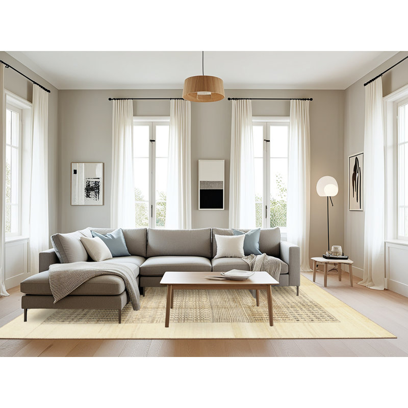 Tapis crème/brun/gris/zone contemporaine, Rectangle 8 pi x 12 pi